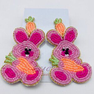 Easter Earrings, Easter Carrots and Bunny, Seed Bead Easter Earrings